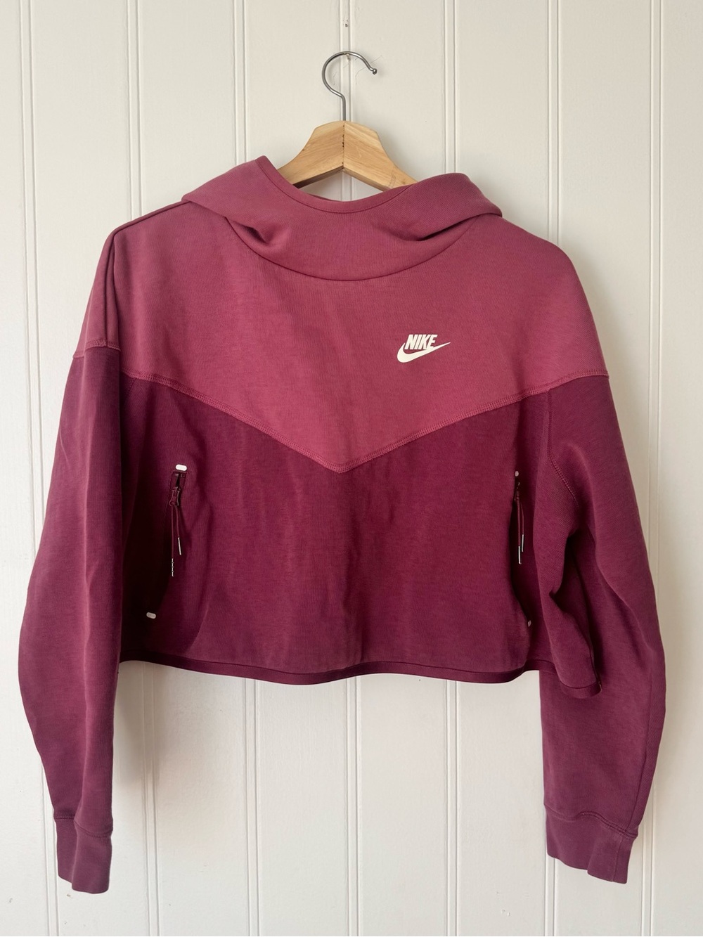 Nike Mauve Cropped Hoodie Small
